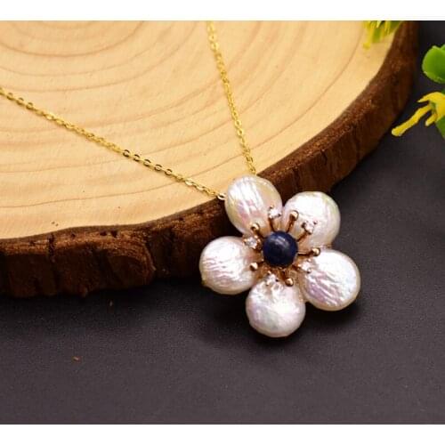 100% Natural Fresh Water White Pearl Lapis Lazuli Necklace Earrings For Women Girl Lovers' Fine Jewelry Set Handmade Accessories