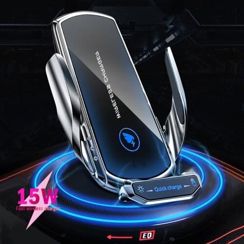 15W Wireless Smart Car Charger Bracket Infrared Sensor Air Vent Mount Universal Mobile Phone Quick Charge Bracket For iPhone 12
