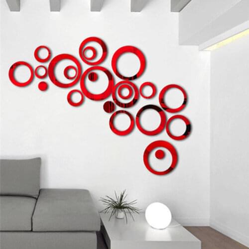 24Pcs/set Acrylic Stickers 3D DIY Circles Wall Sticker Decoration Living Room Bedroom TV Sofa Background Wall Sticker Home Decor