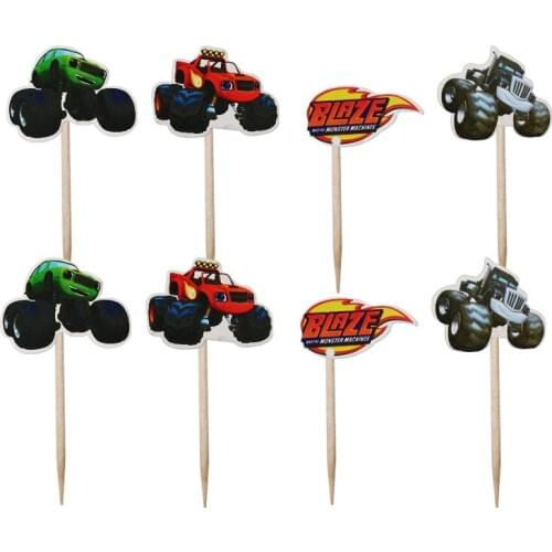 24 pcs/ Lot Blaze Car Cupcake Toppers Cake decoration For Wedding Kid Birthday Party Decoration Supplies