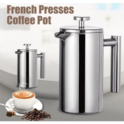 304 Stainless Steel French Presses Coffee Pot Hand-Pour Coffee Maker Appliance Double Screen Tea Pot Coffee Supplies
