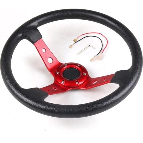 Aluminum 14inch 350mm PU Leather Car Racing Sport Steering Wheel