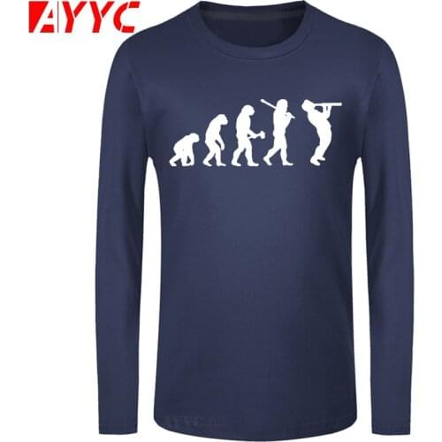 AYYC long sleeve tee Clarinet Oboe Player Clarinetist Oboist Evolution Print T-Shirt Casual Top Tee Printed T Shirt Fashion