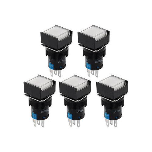 White Light Squared Cap Latching 1NO 1NC Panel Push Button Switch DC 24V