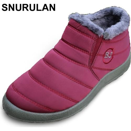SNURULAN Waterproof Ski Boots Unisex Boots Winter Ankle Shoes Warm Snow Boots Non-slip Cotton-padded Shoes Big Size Cotton Shoes