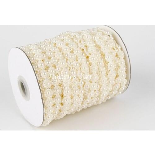 25M 1 Roll 10mm Cream Sunflower Pearls Bead Garland Chain Wedding Decoration Center Candle Crafting DIY Favor