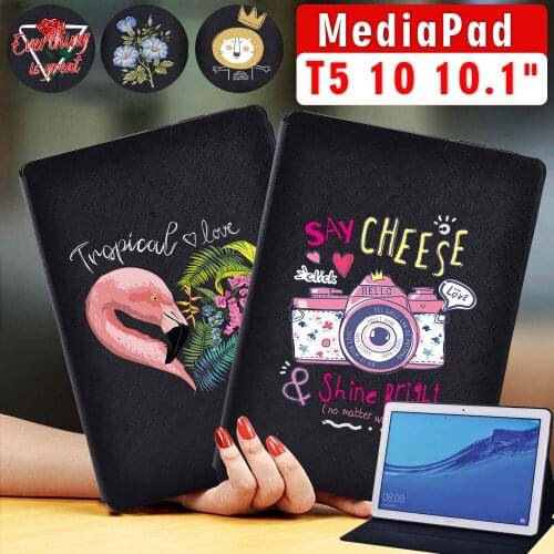 Tablets Case for Huawei MediaPad T5 10 10.1 Inch-Tablet Lightweight Hard Shell Pu Leather Smart Cover Case + Stylus