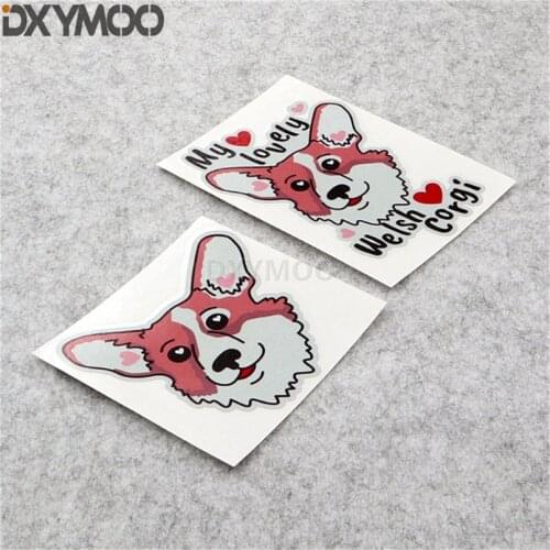 Cartoon Pet Dog Animal Decorate Car Stickers I LOVE MY Corgi Lovely Window Decals