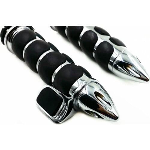 For Kawasaki Motorcycle Classic Cruiser Chopper Bobber Custom GL Free shipping 1" Fat Spike Chrome Hand Grips W/Wide Palm Rest