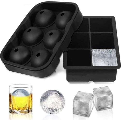 2Pcs 6-Grid Ice Ball Mold Square Grid Ice Cube Tray Whiskey Wine Party Home Food Grade Silicone Eco-Friendly Ice Mold Bar Tools