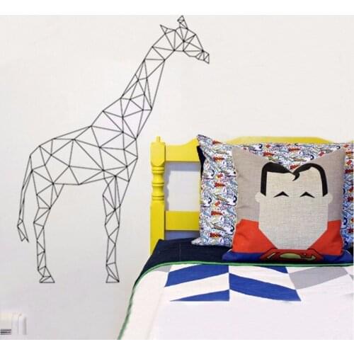 Geometric Giraffe Wall Decal Vinyl Sticker Geometry Animal Wallpaper 3D Visual Effects Wall Art Mural Fashion Home Decor A-151