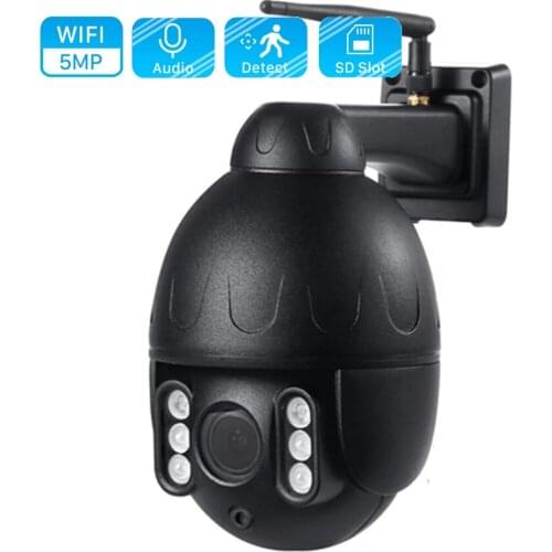 IR Auto Cruise Tour Outdoor HD 5MP Wireless Security PTZ IP Camera Wifi 5X Zoom Audio MIC Record Two Way Audio Talk 128G SD Card
