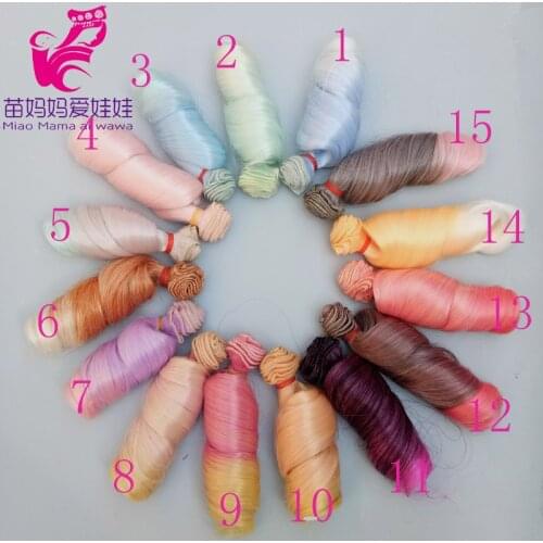 1pieces Extension doll wigs 15*100cm Natural Color Curly doll hair for BJD SD Russian handmade clothing doll wigs