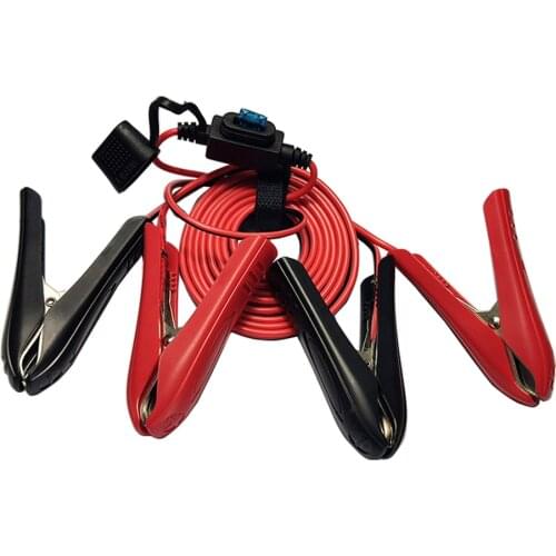 JKM car power cable emergency power start cable battery jumper copper wire alligator clip extension cord with 20A Fuse holder