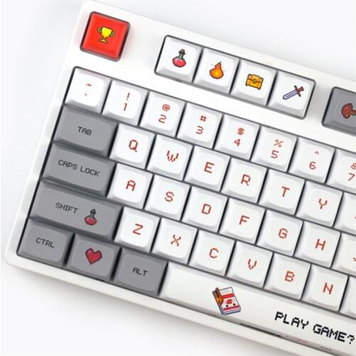 Kawaii PBT Keycaps Cute Family Computer XDA Profile Red White Game for GH60/GK61/GK64/84/87/96/104/108/980 Mechanical Keyboard