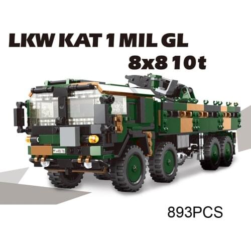 Military crane truck batisbricks building block germany LKW KAT MIL gl 8X8 10T model ww2 army figures moc bricks toy collection