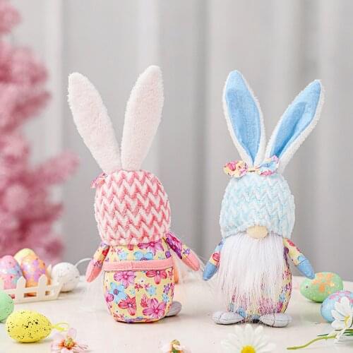 Easter Day Dolls Cartoon Rabbit Animals Plush Toys For Children Bedroom Living Room Desktop Decoration Standing Post Feat