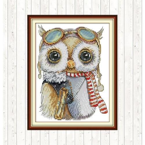 Cute Owl DMC Embroidery Cross Stitch Kit 14CT 11CT Counted Printed on Canvas Aida DIY Chinese Cross-stich Needlework Hand Crafts