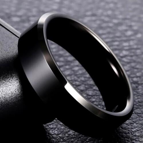 JUCHAO Fashion Ring Men Women Titanium Steel Black Jewelry