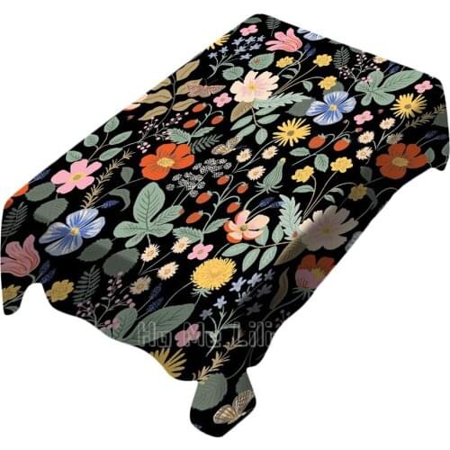 Colorful Plant Flower Illustration Set Colorful Beautiful Table Cloth Decorate Home Dining Room Bedroom Picnic Party