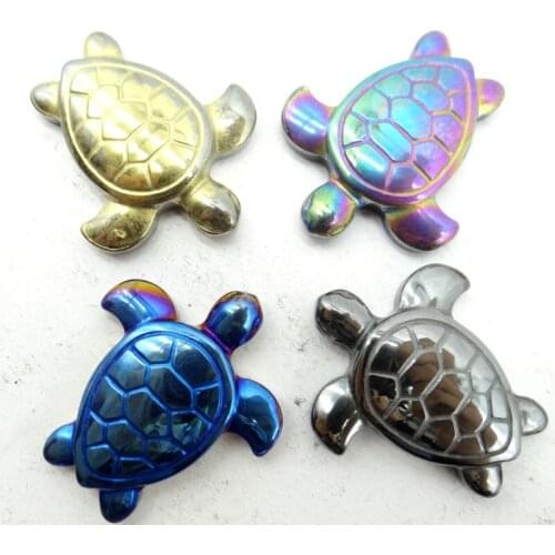 Natural Quartz crystal Titanium Hematite hand-Carved tortoise Gem pendant for diy jewelry making necklace Accessories1pcs A2