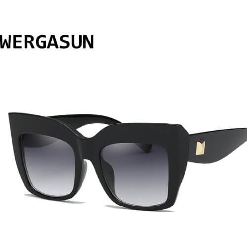 WERGASUN Classic Cat Eye Sunglasses Women Vintage Oversized Gradient Sun Glasses Shades Female Luxury Designer UV400 Sunglass