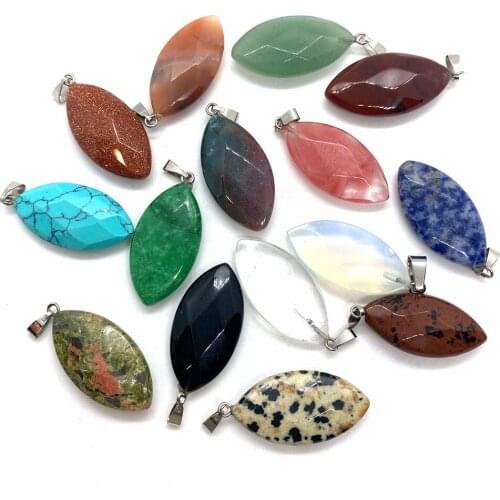 Natural Stone Faceted Pendant Marquise Color Crystal Necklace Pendant DIY Handmade Exquisite Necklace Earring Accessories