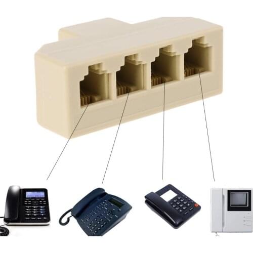 1PC RJ11 Splitter 4 Way Adapter 1 M to 4 F RJ-11 6P4C Phone Jack Splitter