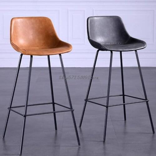 Light Luxury Bar Chair Nordic Modern Simple High Chair Retro Bar Chair American Iron High Stool High Back