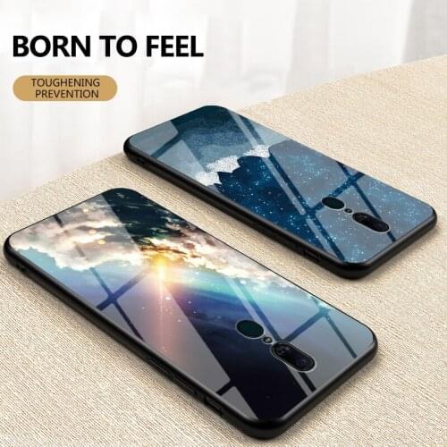 Luxury Starry Sky Glass Phone Case for OPPO F11 F11 Pro F9 F7 F5 F3 Hard Cover Coque for OPPO A7 A7X A5 A3S A8 Anti-fall Case