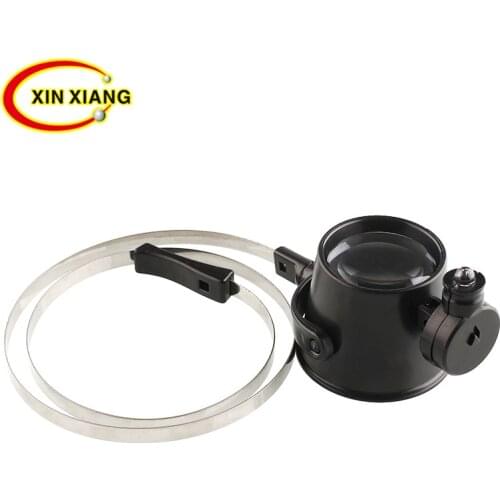 Magnifier 15X LED Lamp Clock Maintenance enlarger lens Wear Eye Mask Identification Metal Ring Antique Identification Magnifier
