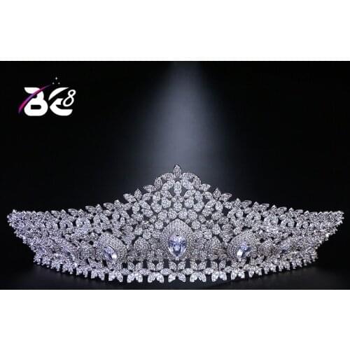 Be 8 Luxury Large AAA Cubic Zircon Wedding Pageant Headband Tiaras and Crown Women Hair Accessories for Bridal Gifts H050