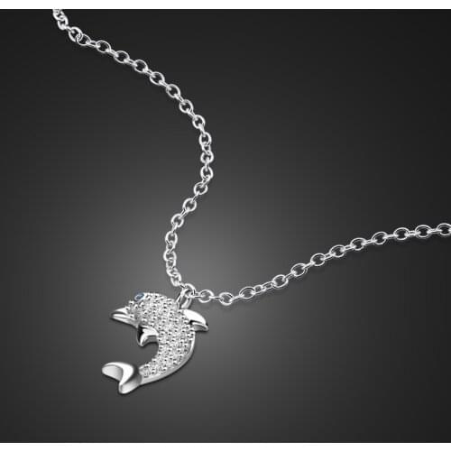 New fashion 100% 925 sterling silver necklace for women. Japan Korea ins cool wind simple dolphin pendant silver jewelry gift