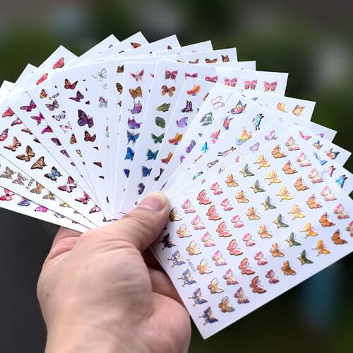 1 Sheet 10.2cm*8cm Nail Art Stickers Laser Butterfly Designs Manicure Adhesive Decals Decorations Vivid Nail Stickers Tr#005