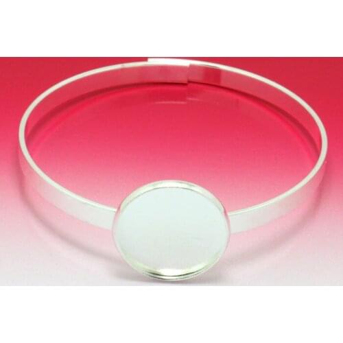 10X/lots Thickness Silver plated Cuff Bangle&Bracelet Jewelry Brank Findings with Inner 20mm Tray for Glass Cabochon