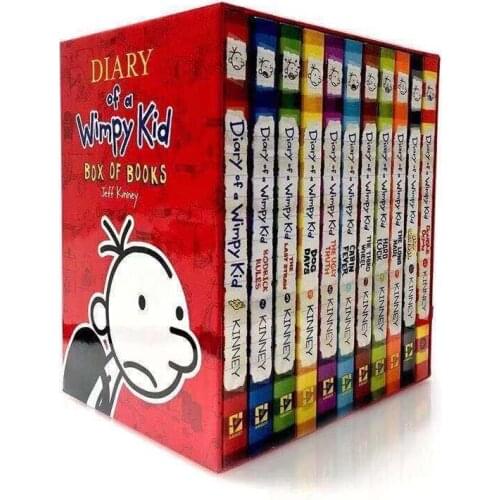 16PCS/Set English Picture Book Diary of a Wimpy kid Comic Bridge Novel Children Daily Reading Book Box Packing Children Age 6-12