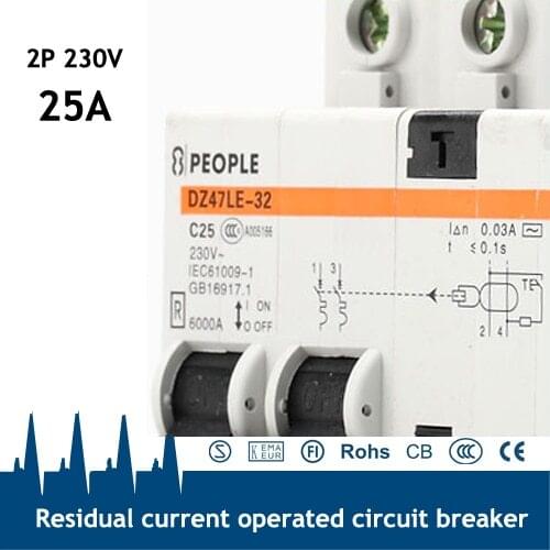 2 pole earth leakage circuit breaker with Over Current Protection RCBO