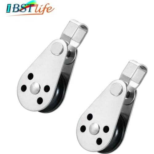 2PCS Stainless Steel 316 Pulley Blocks Rope Runner Kayak Boat Accessories Canoe Anchor Trolley Kit for 2mm to 8mm Rope