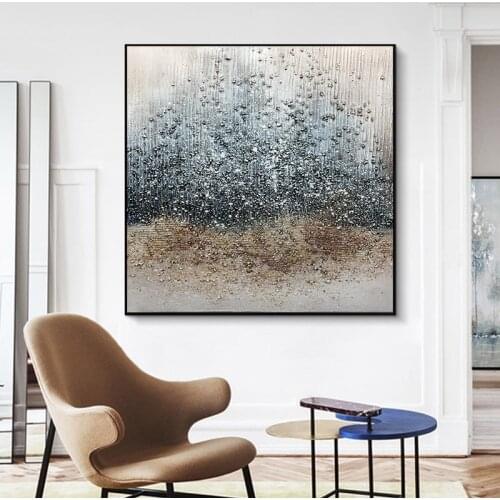 Blue white canvas abstract design hd hand-painted oil painting picture wall art painting house decoration modular posters framel
