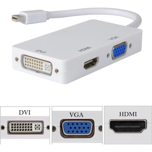 100pcs Thunderbolt Mini Display Port MINI DP Male To HDMI DVI VGA Female 3 in 1 Adapter Converter Cable For Apple MacBook Air