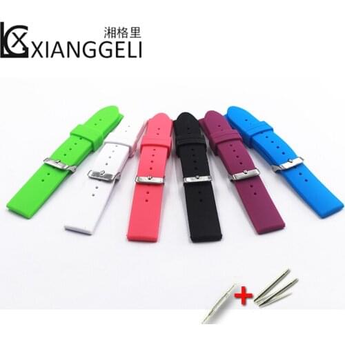 Watch Accessories 20mm Silicone Strap Flat Direct Type Suitable for Mens and Womens Outdoor Sports and other brand watches