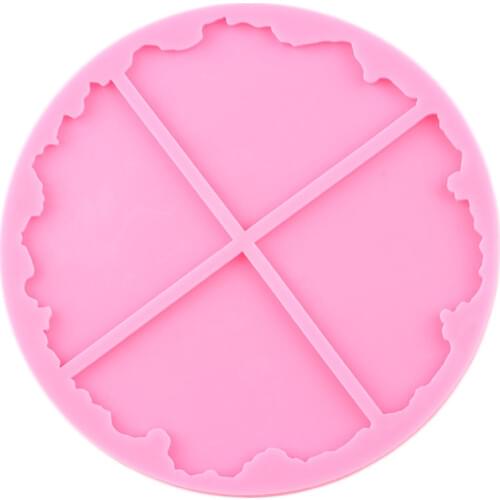 Shiny 9.7*0.9cm Square Shape Silicone Tray Molds Round Epoxy Resin DIY Geode Coaster Agate Resin Mold Coffee Table Pad Moulds