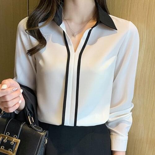 Long Sleeve Dot Chiffon Blouse Shirt Women Tops Blusa Blusas Mujer De Moda 2021 Womens Tops And Blouses Women Clothing D886