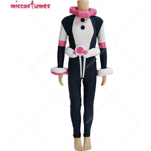 Kids Girls My Hero Academia Ochako Uraraka Cosplay Costume Child Bodysuit Jumpsuit Full Set with Neckwear Wristband Belt