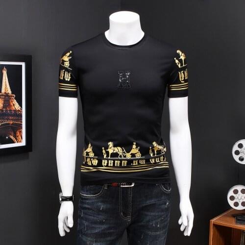 Korean Summer T Slim Fit Print Casual Tee Shirt Homme 2020 Short Sleeve T-Shirt Camisetas Hombre Tshirt For Men