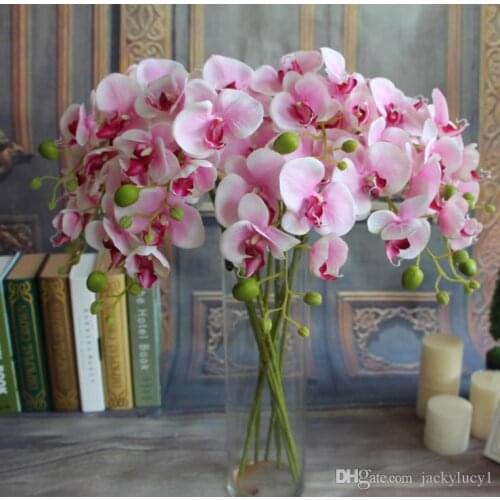 Beautiful 78cm Length Artificial Silk Phalaenopsis Butterfly Orchid Leaf Pot Flower Arrangement For Wedding Birthday Decoration