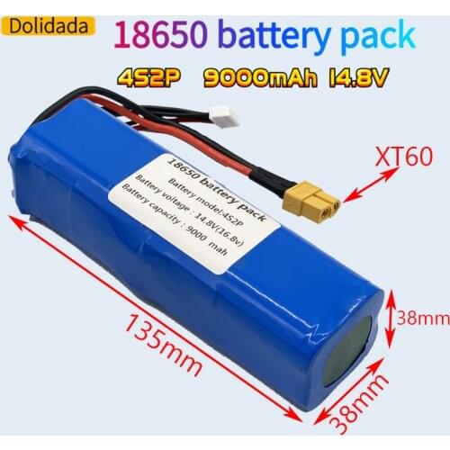 16.8V Li-ion Battery 14.8V 9Ah 4S2P High Capacity UAV Rechargeable for Various RC Airplane Drone Quadrotor XH2.54-5P XT60
