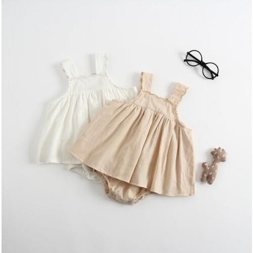 Linen Baby Clothes 2018 Summer Infant Newborn Linen Romper Dress Bodysuit Overalls Brown White Linen New Born Baby Girl Clothes