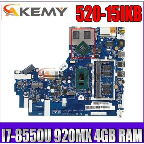 For LENOVO Ideapad 320-15IKB 520-15IKB I7-8550U 920MX Notebook Mainboard NM-B452 N17S-G1-A1 with 4GB RAM DDR4 Laptop Motherboard