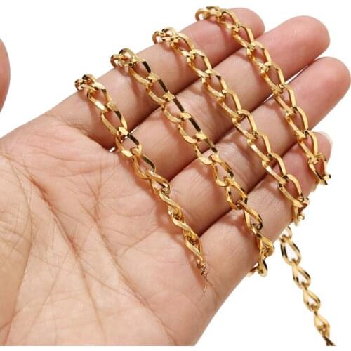 Fashion Stainless Steel Curb Chains Link 10x5.5x1.2mm gold Plated for Jewelry Making, Necklace Jewelry Accessories DIY